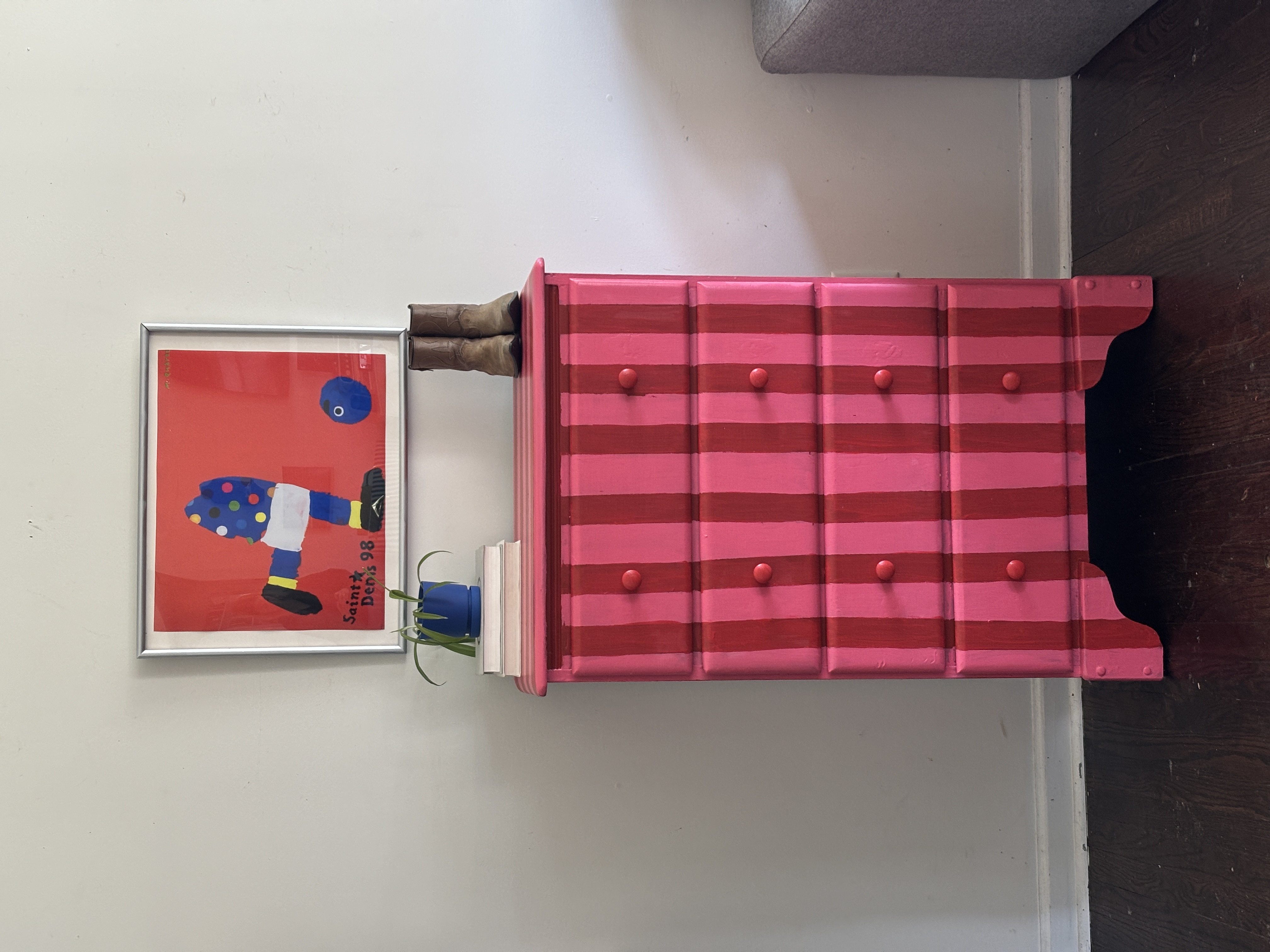 Hot pink plaid dresser